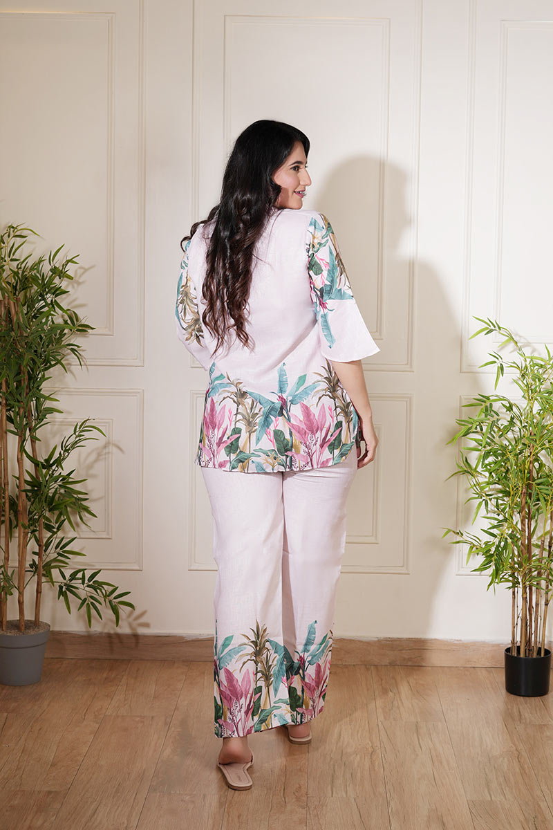 Blush Botanical Linen Co-ord Set