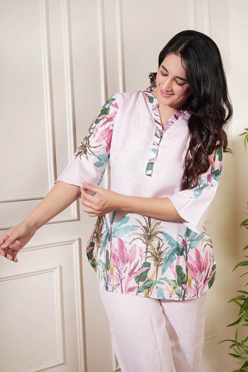 Blush Botanical Linen Co-ord Set