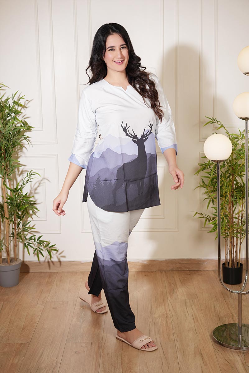 Luxury Comfort Rayon Co-Ord Set | Modern Nature-Inspired Design