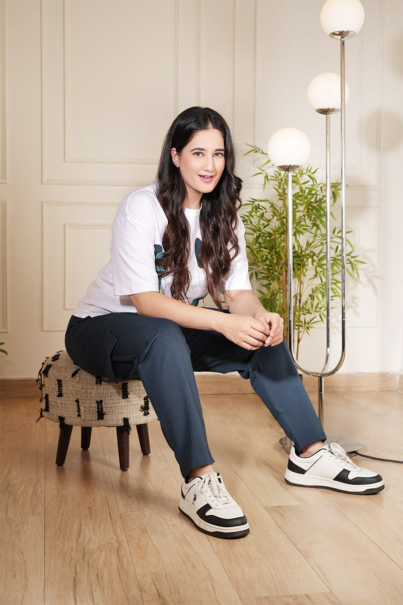 Women’s Oversized Graphic T-Shirt & Cargo Jogger Pants Set | Cotton Lycra Streetwear Co-Ord Set