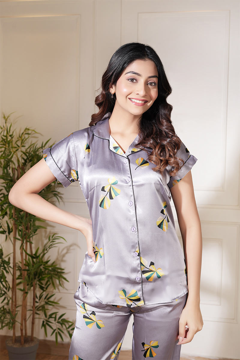 Luxe Satin Bloom Nightwear Set - Soft, Silky & Luxurious Night Comfort