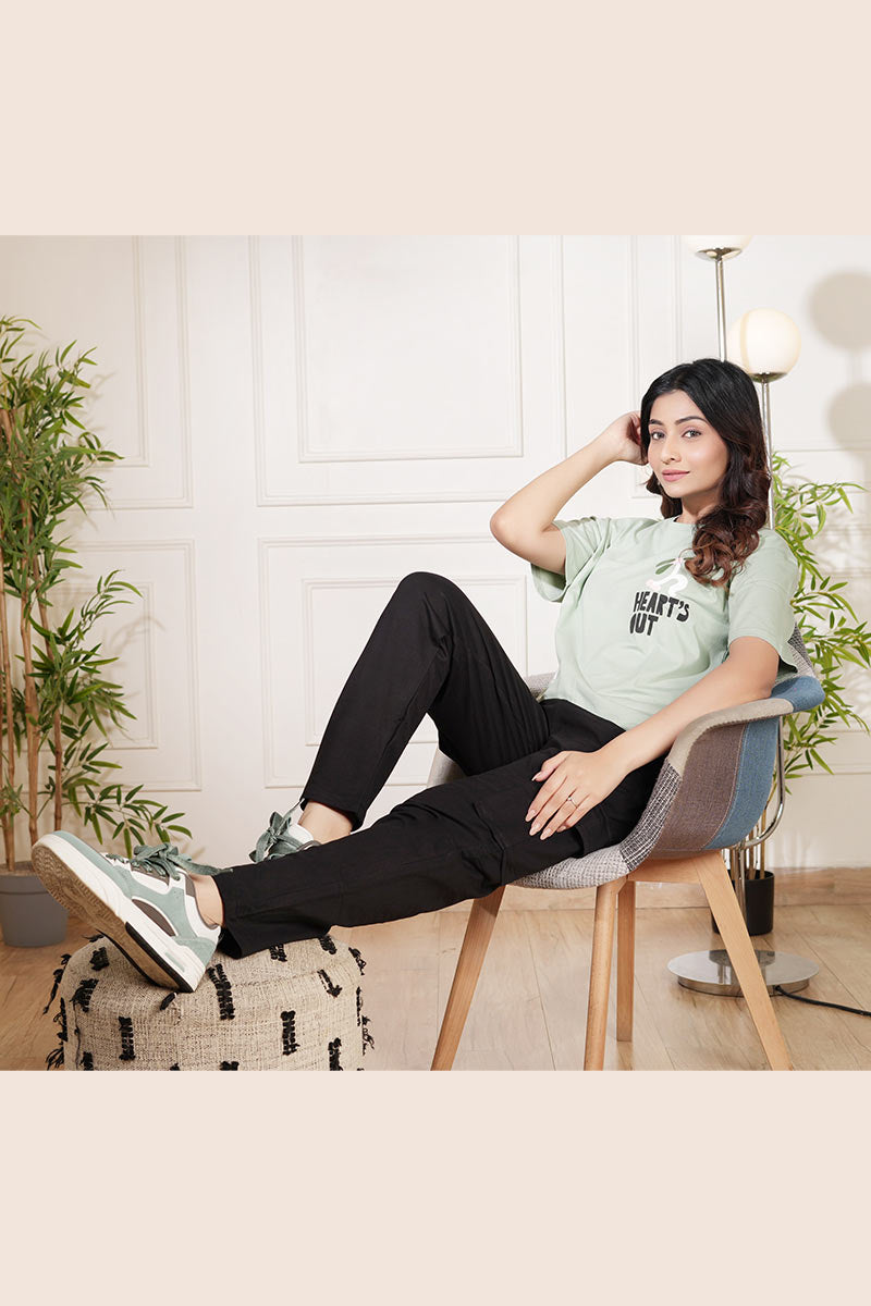 Mint Green Oversized Cotton Lycra Streetwear Co-ord Set